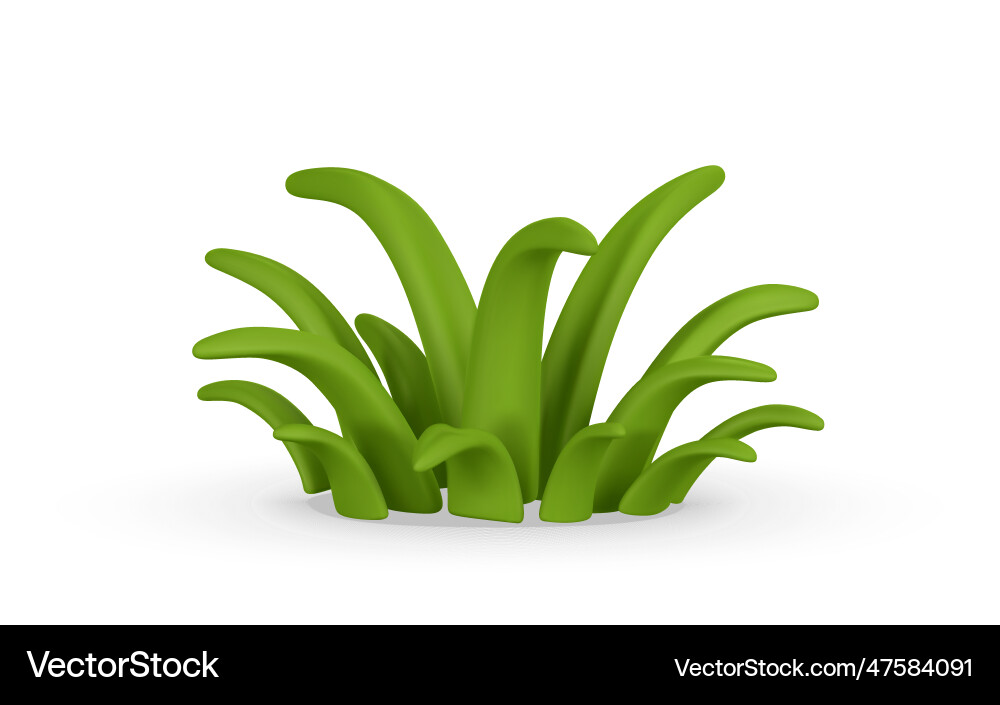 3d realistic cute green grass in cartoon style 3d realistic cute green grass in cartoon style vector image
