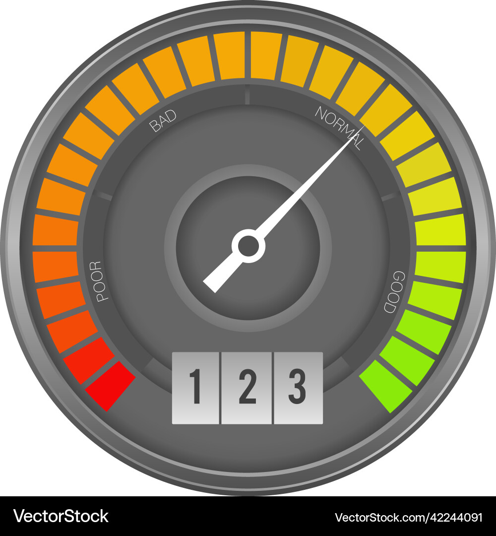 Auto speedometer color score meter circle gauge vector image