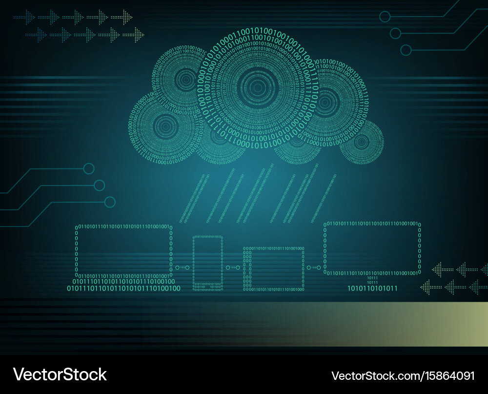 Background computer cloud with rain of numbers Vector Image