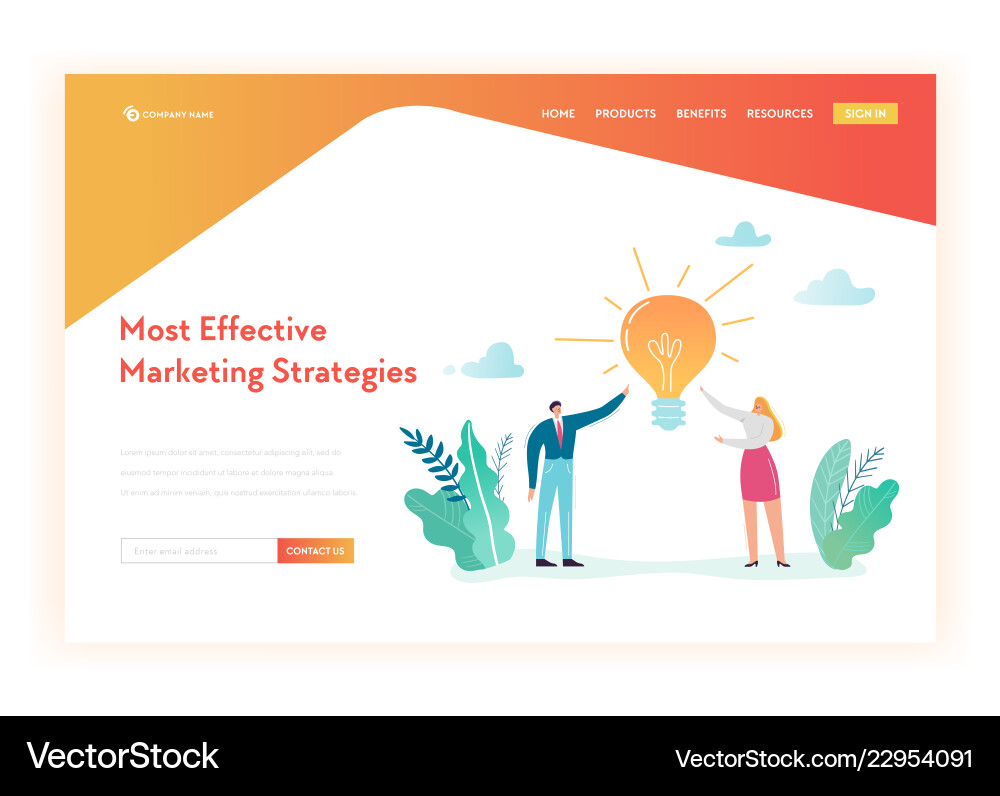 Creative idea and business solutions landing page Creative idea and business solutions landing page vector image