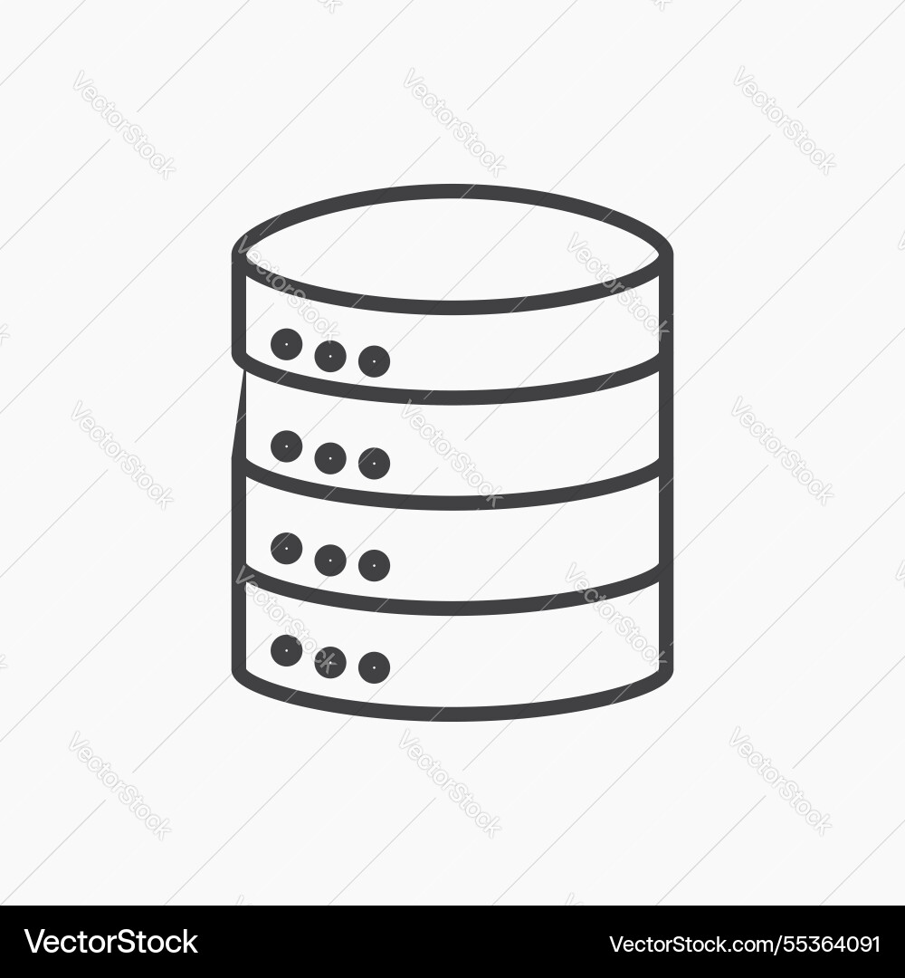 Database icon isolated in black line vector image
