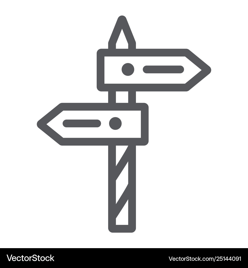 Direction line icon way and guidepost signpost Direction line icon way and guidepost signpost vector image