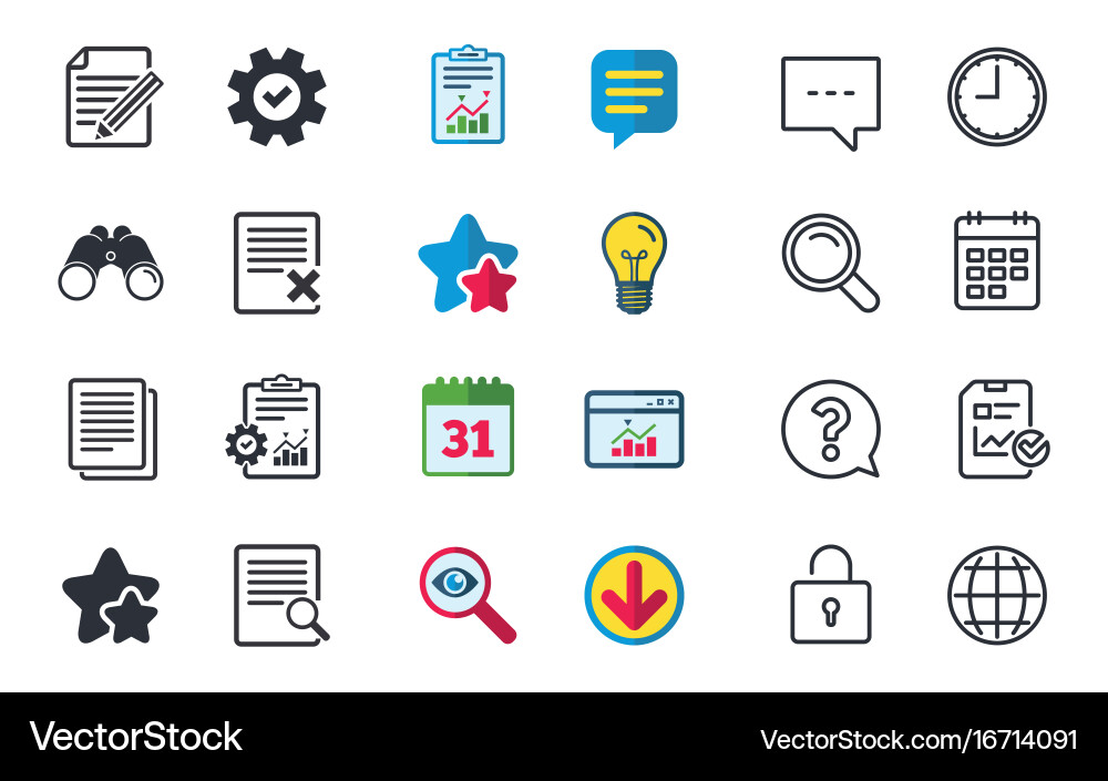 Document icons search delete and edit file vector image