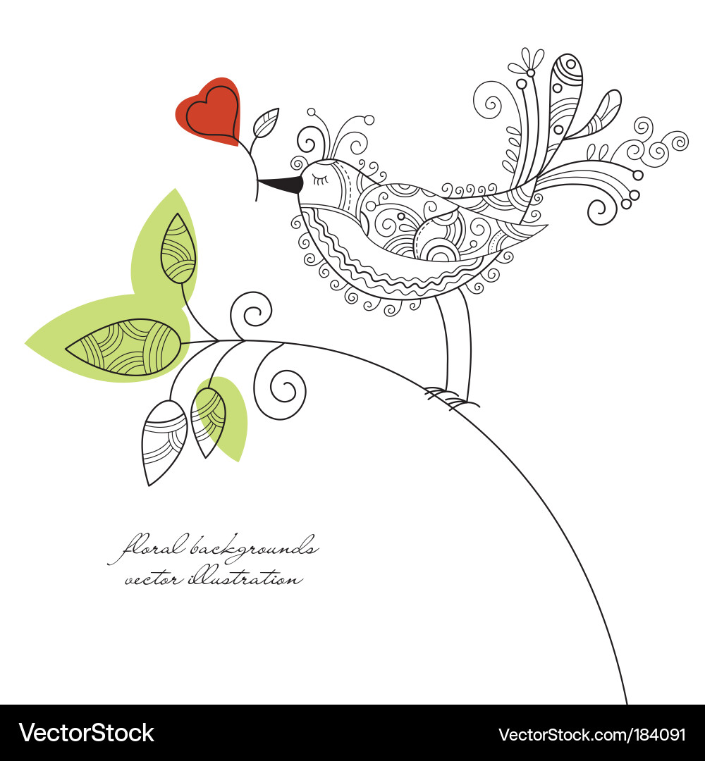 Floral Bird Background Vector Image