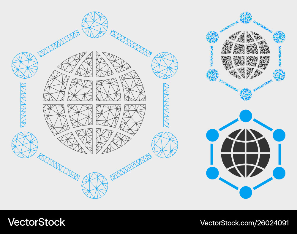 Global frame mesh wire model Global frame mesh wire model vector image