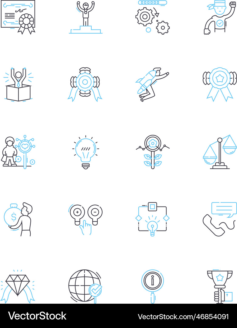 Goal setting linear icons set aspiration Vector Image