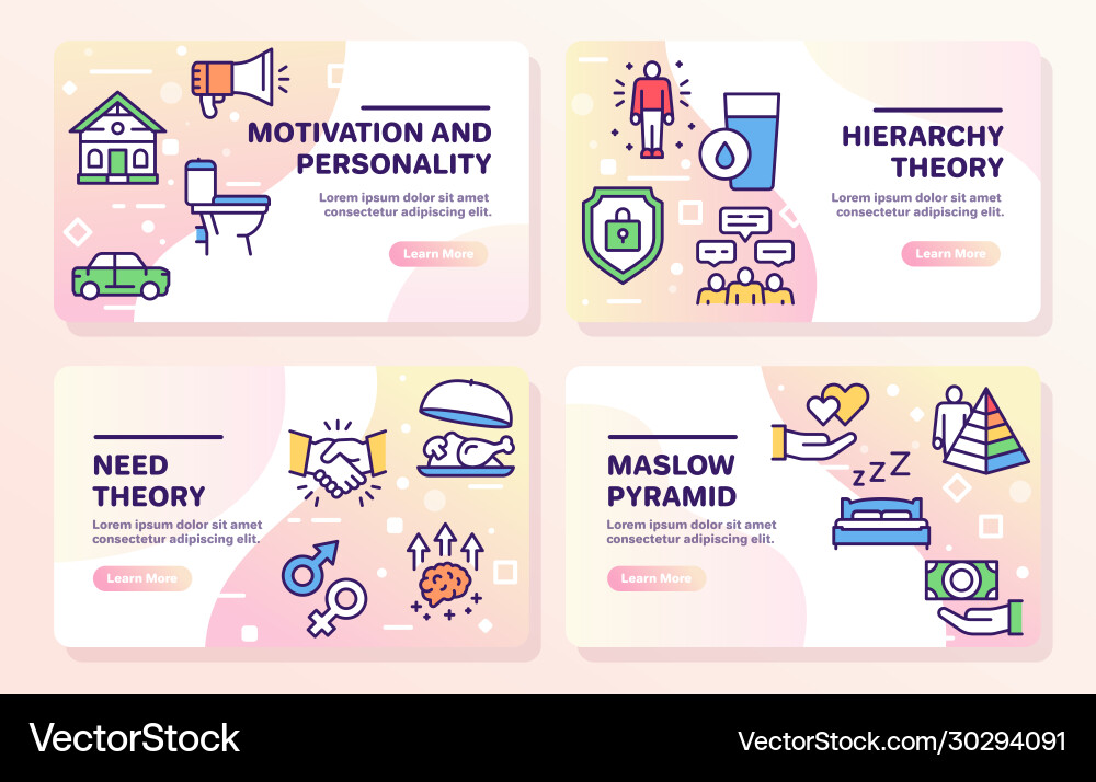 Hierarchy human needs linear color icon set Hierarchy human needs linear color icon set vector image