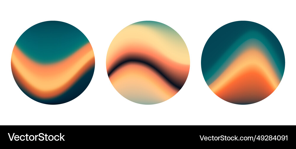 Iridescent round wavy gradient background set Iridescent round wavy gradient background set vector image