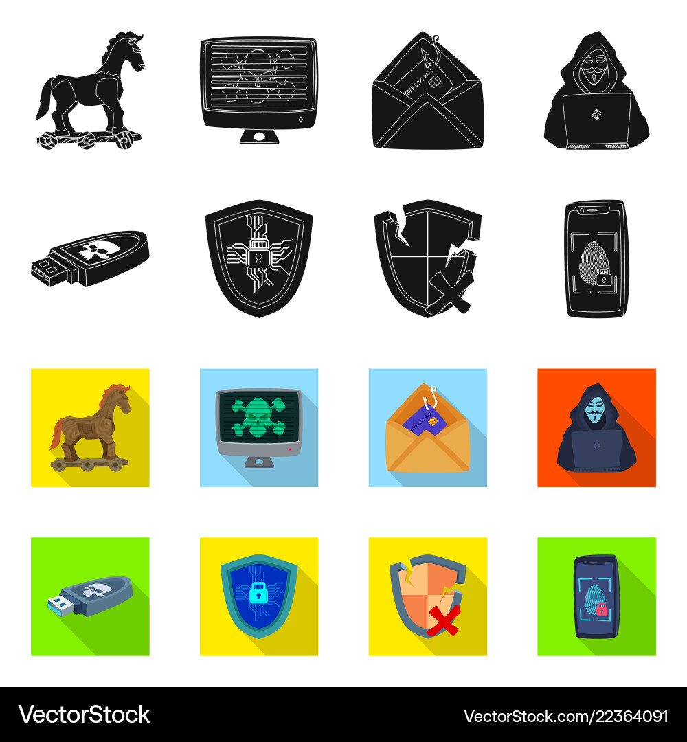 Isolated object of virus and secure symbol set Isolated object of virus and secure symbol set vector image