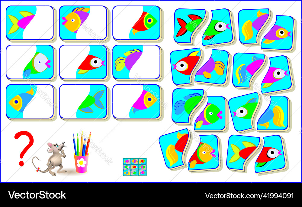 Logic puzzle game for children need to find Logic puzzle game for children need to find vector image