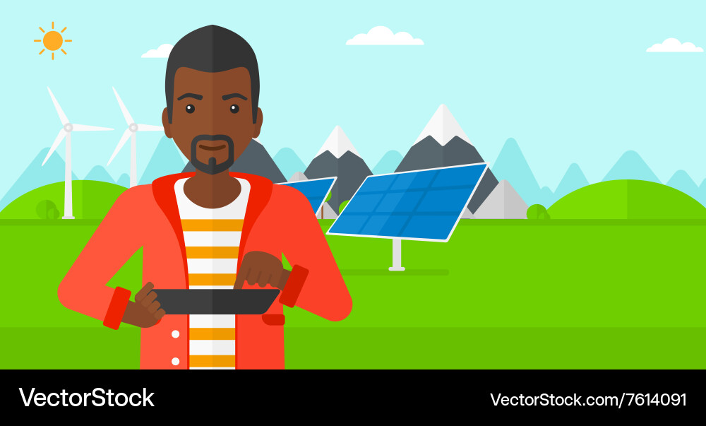 Man using tablet computer Vector Image