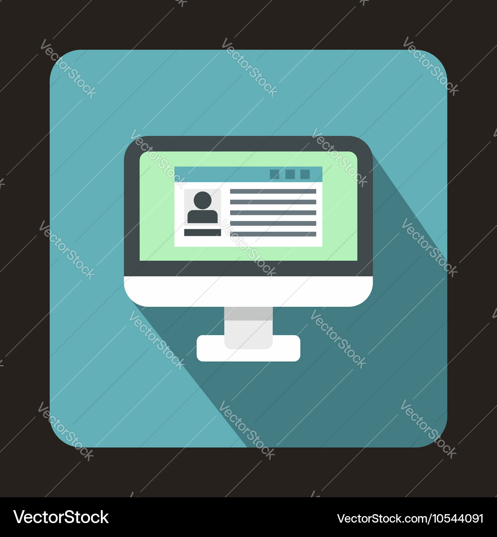 Profile information on a computer monitor icon vector image