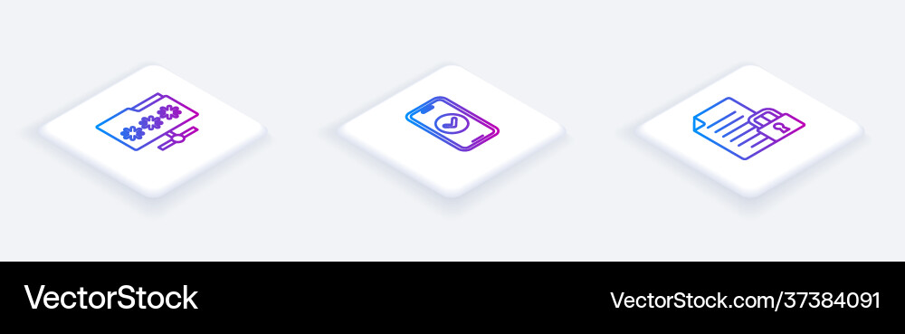 Set isometric line folder with password Set isometric line folder with password vector image