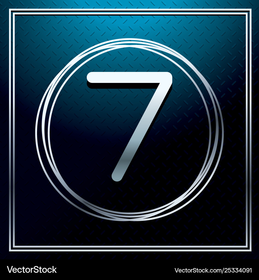 Seven font number over metallic texture Vector Image