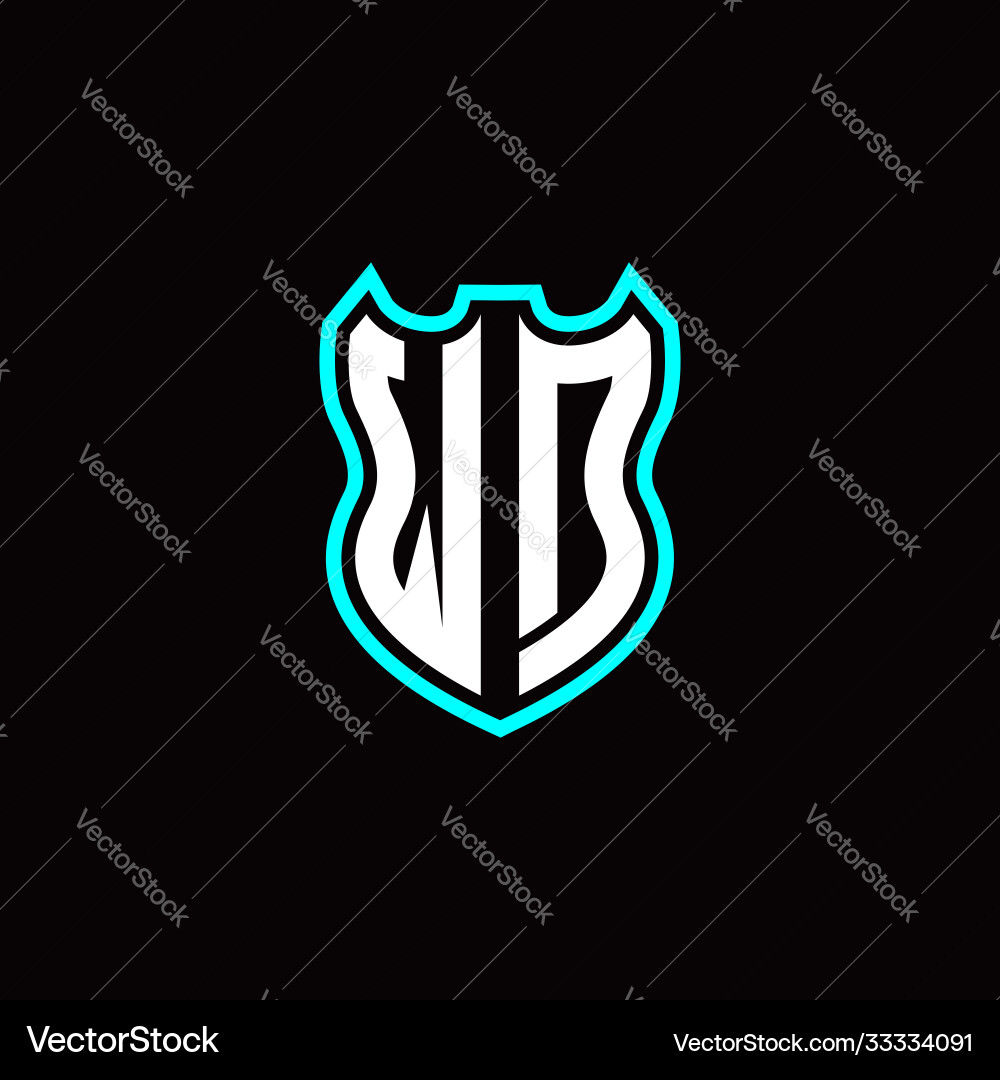 W d initial logo design with shield shape W d initial logo design with shield shape vector image