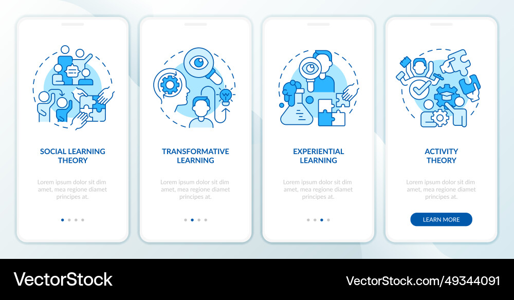 Walkthrough learning theories with linear icons Walkthrough learning theories with linear icons vector image