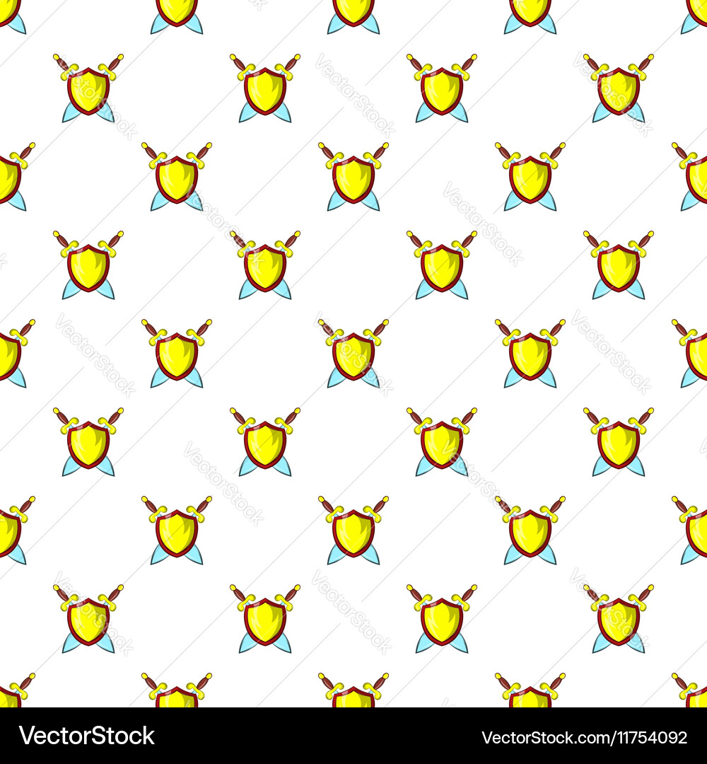 Battle shield with swords pattern cartoon style Vector Image