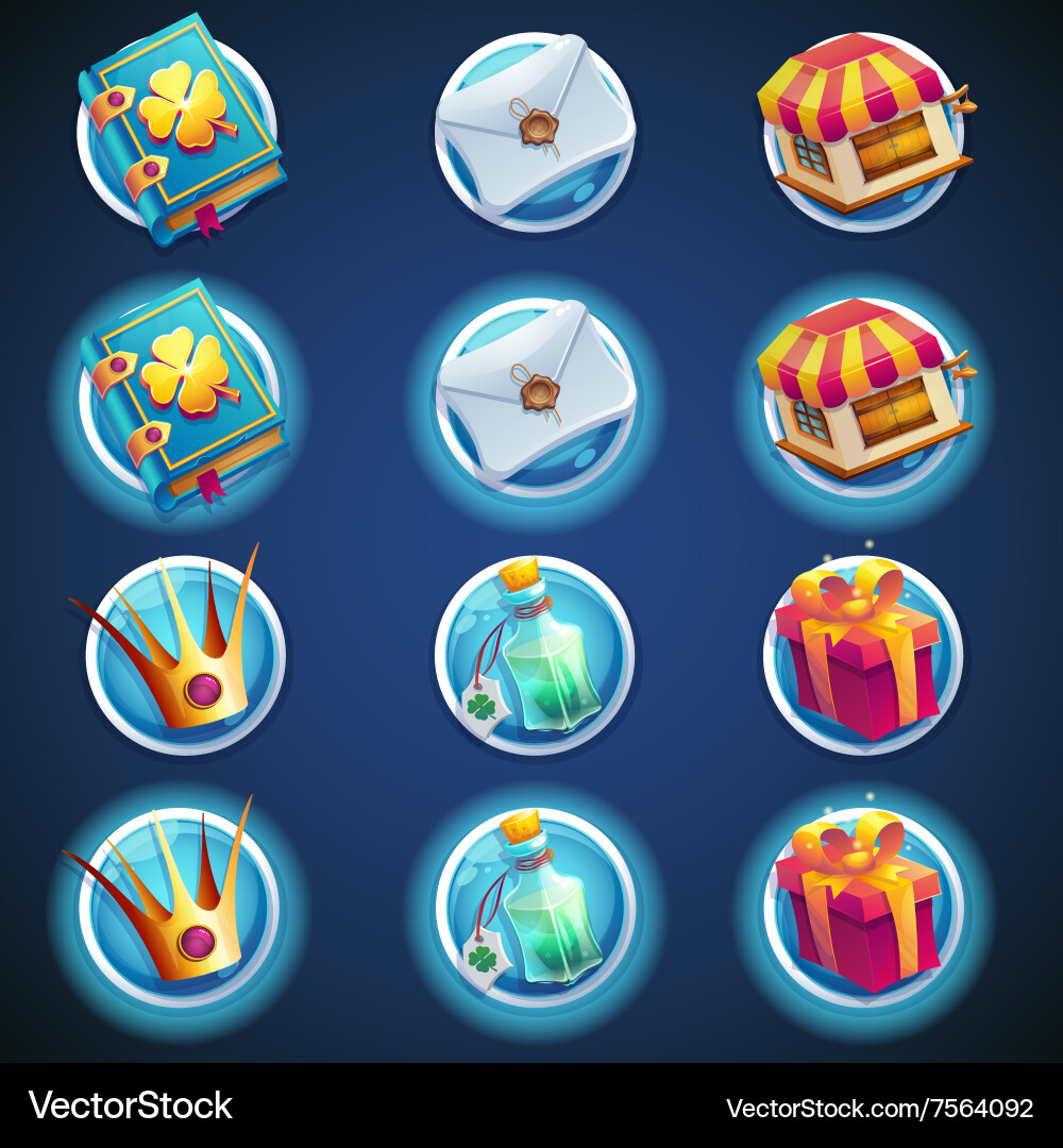 Button set of icons for web video games vector image