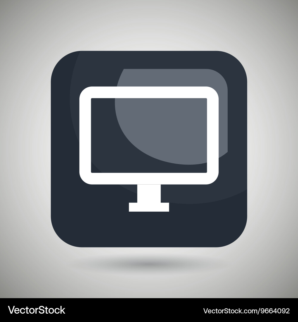 Computer monitor square button isolated icon vector image