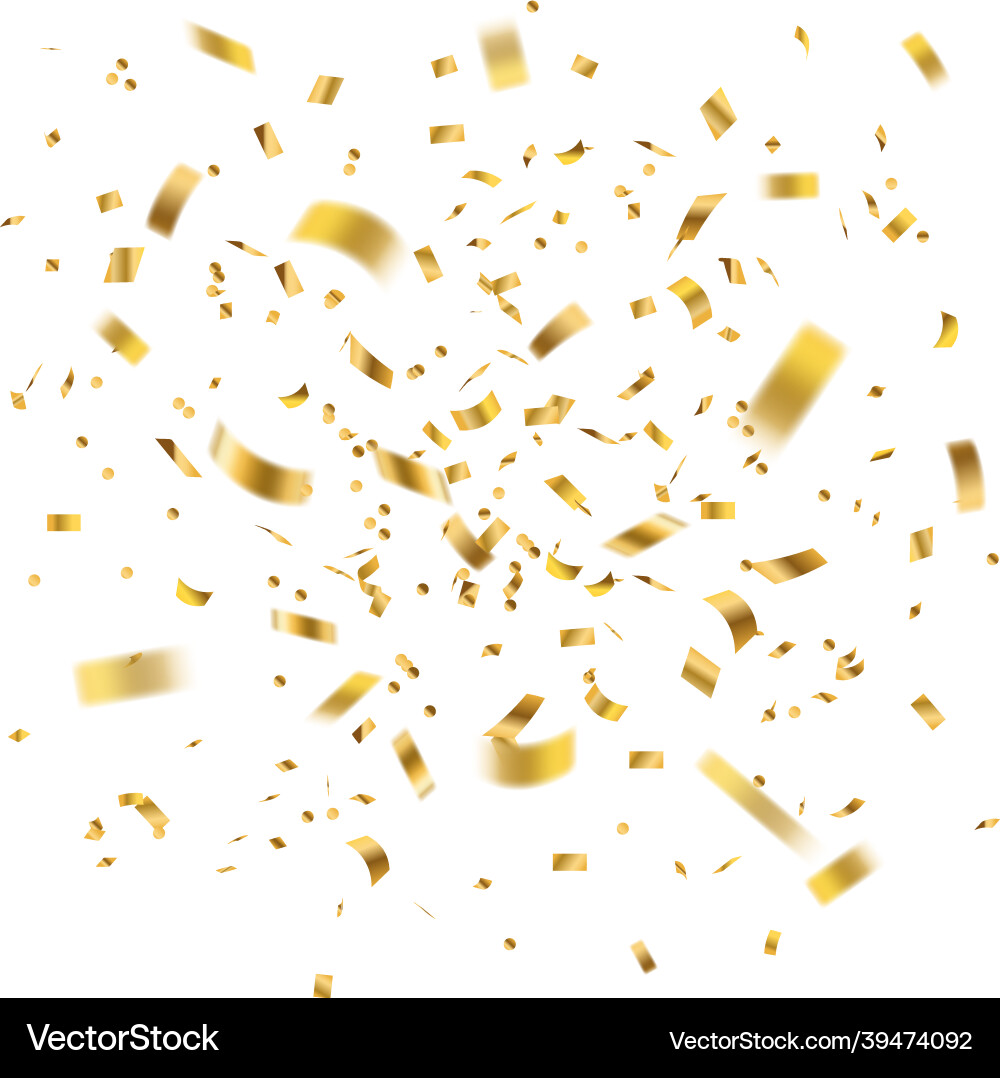 Confetti golden gold tinsel explosion foil Confetti golden gold tinsel explosion foil vector image