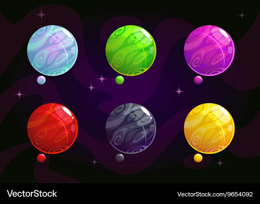 Cool bright colorful fantasy planets Vector Image