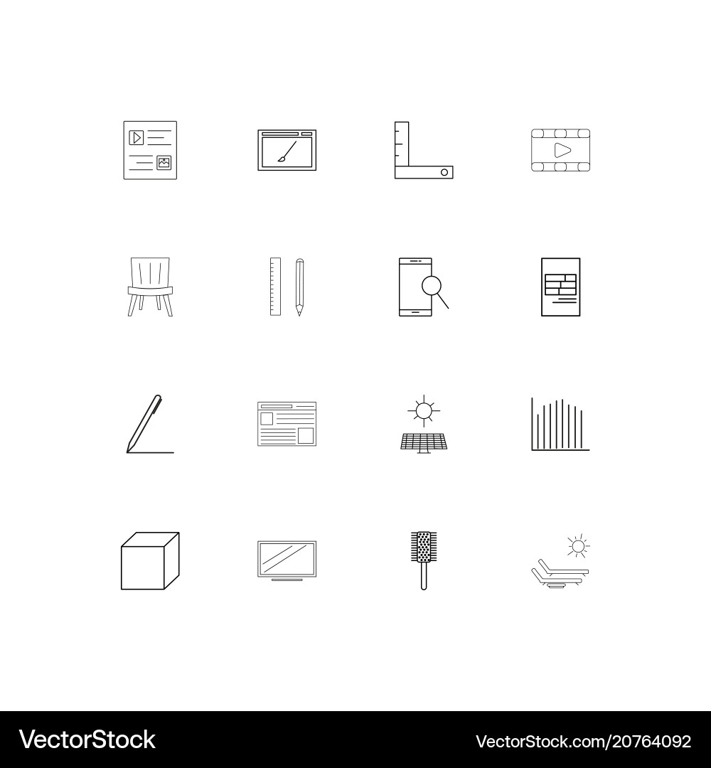 Creative process and design linear thin icons set vector image