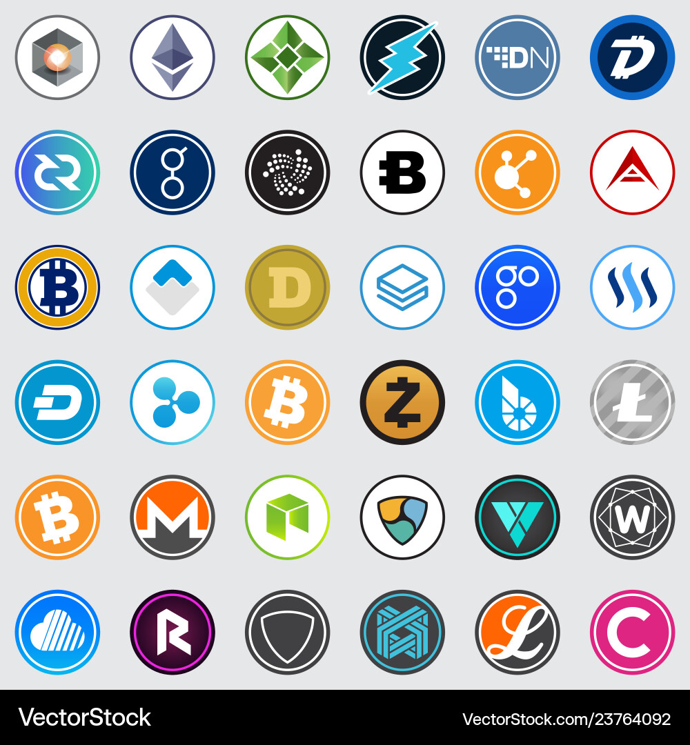 Cryptocurrency & Token Icons – Royalty-Free Vector | VectorStock