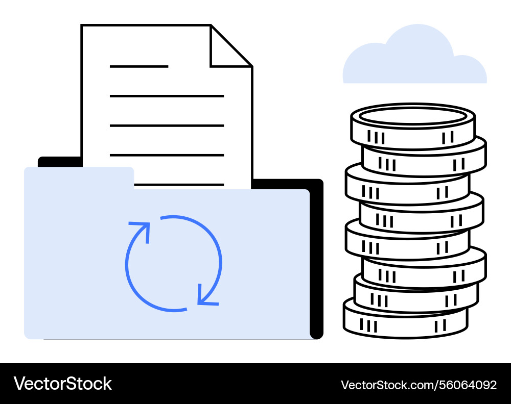 Document in folder with circular arrows Vector Image