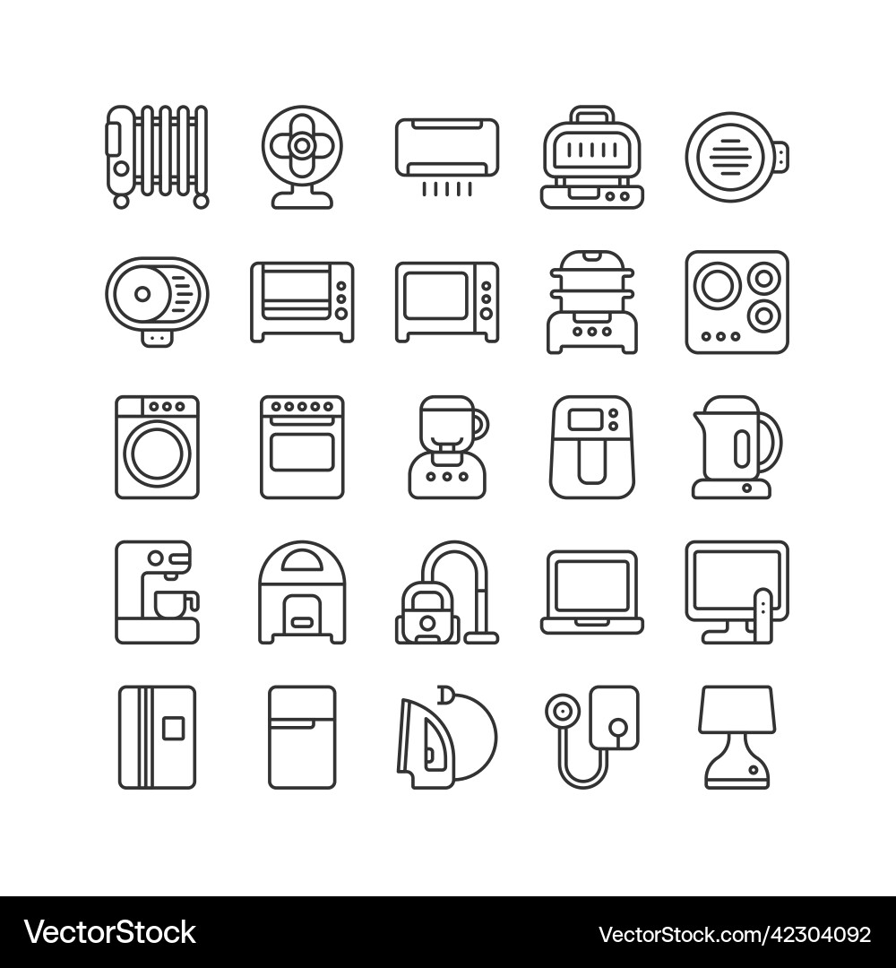 Electric household appliance icon set Royalty Free Vector