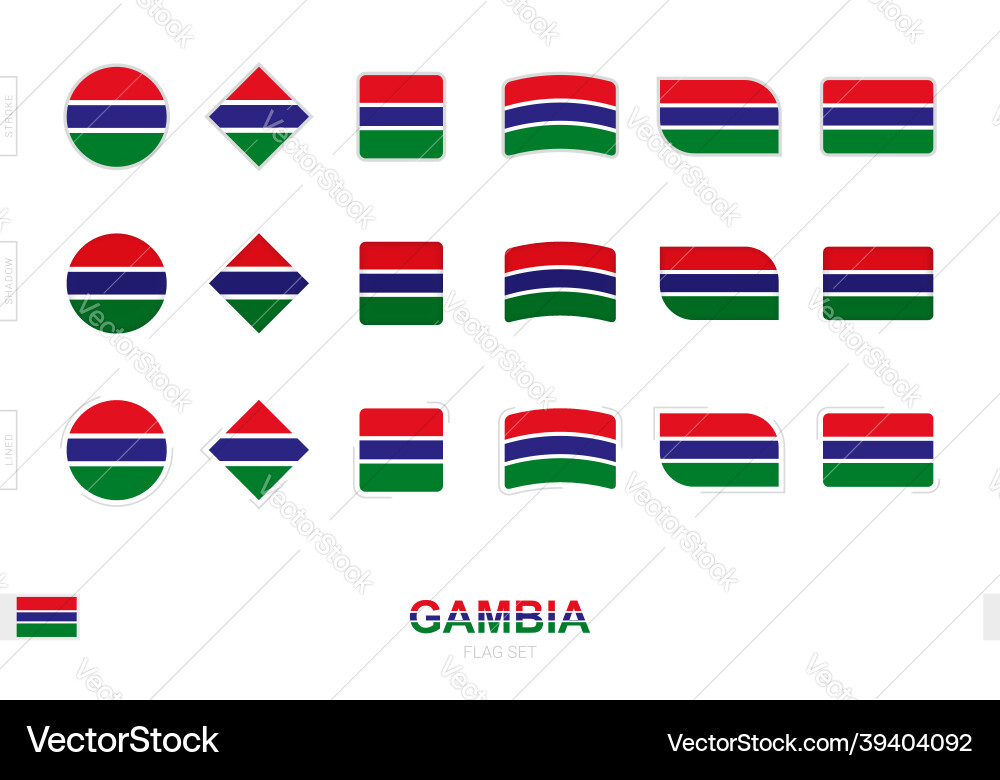 Gambia flag set simple flags of with three Gambia flag set simple flags of with three Vector Image