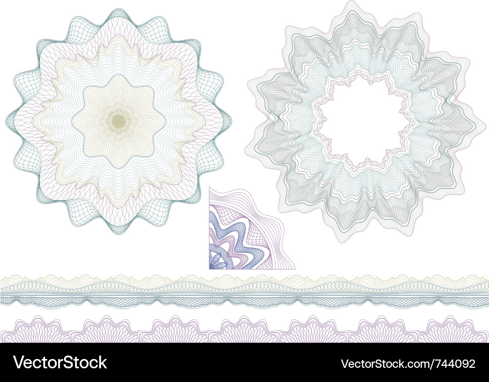 Guilloche Border Elements - Certificate Style vector image
