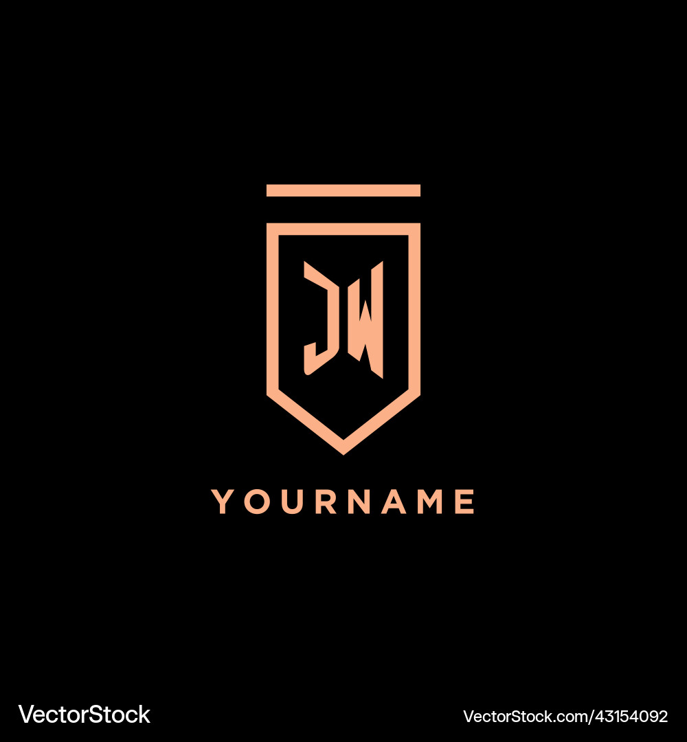 Jw monogram initial with shield logo design icon Vector Image