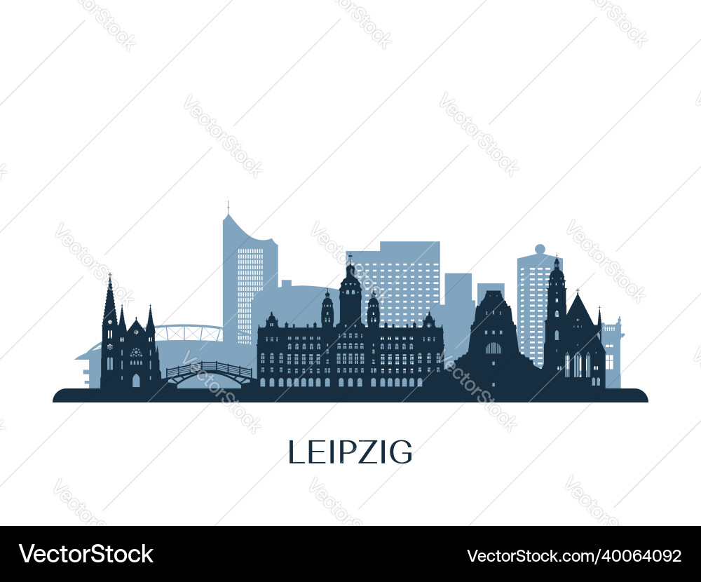 Leipzig Skyline monochrome Silhouette Leipzig Skyline monochrome Silhouette vektorbild