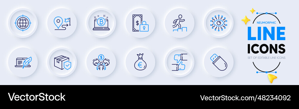 Like leader run and journey line icons for web Like leader run and journey line icons for web vector image