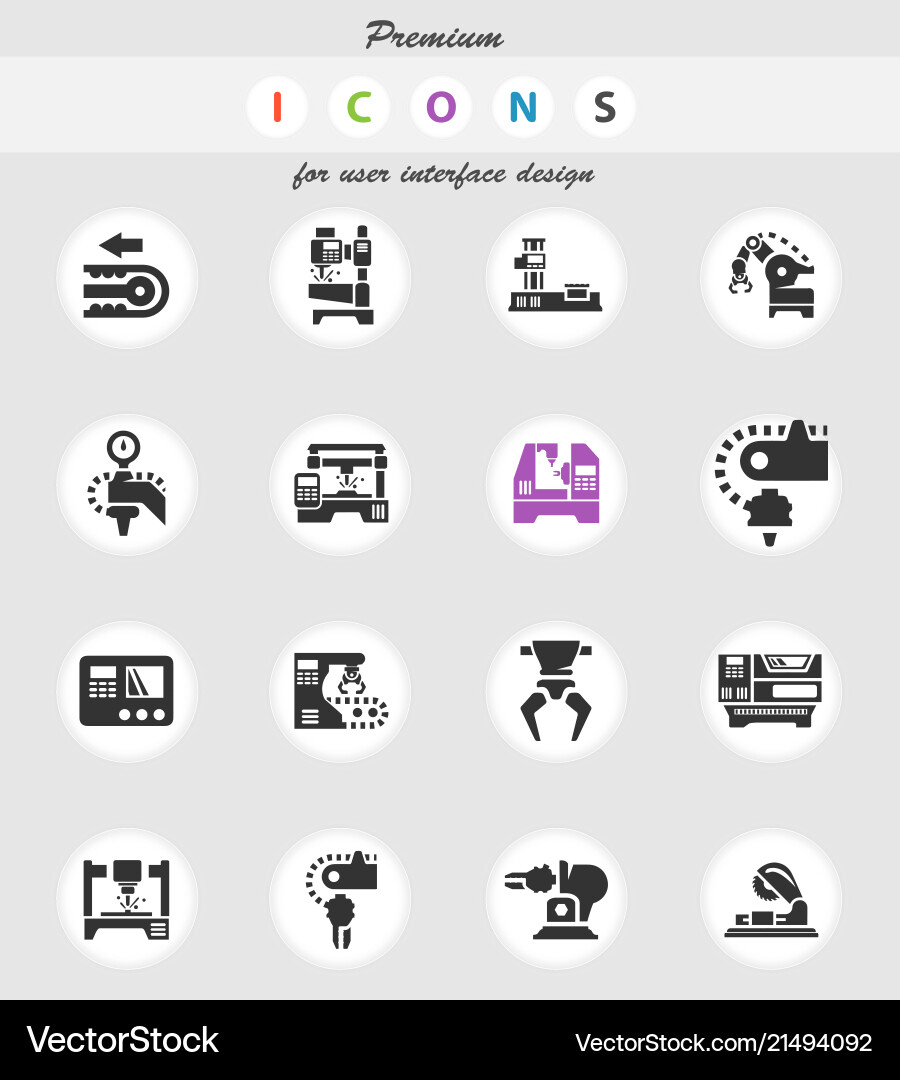 Machine tools icon set Vector Image