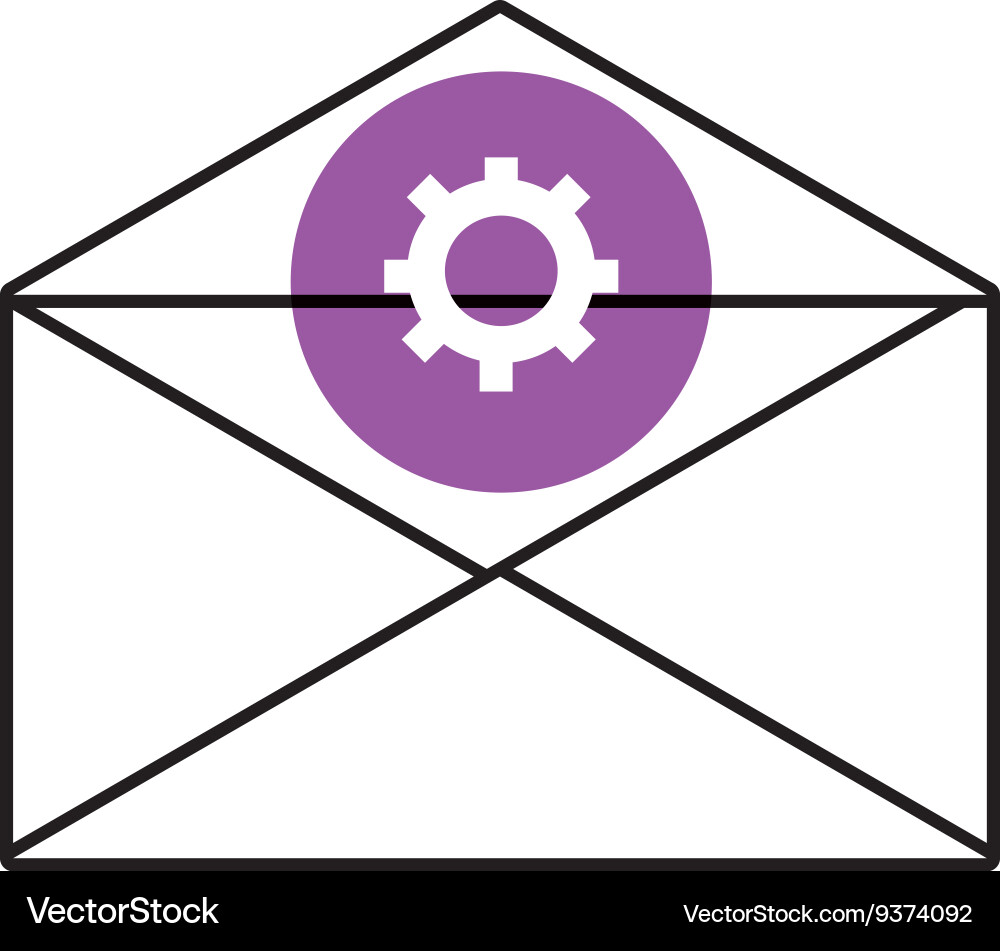 Mail envelope with media icon and colorful circle vector image