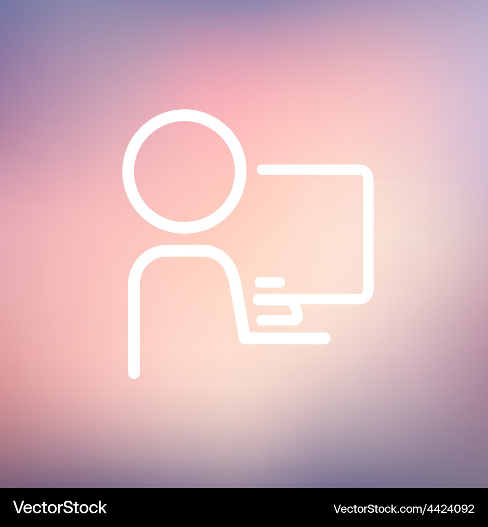 Man working on computer thin line icon vector image