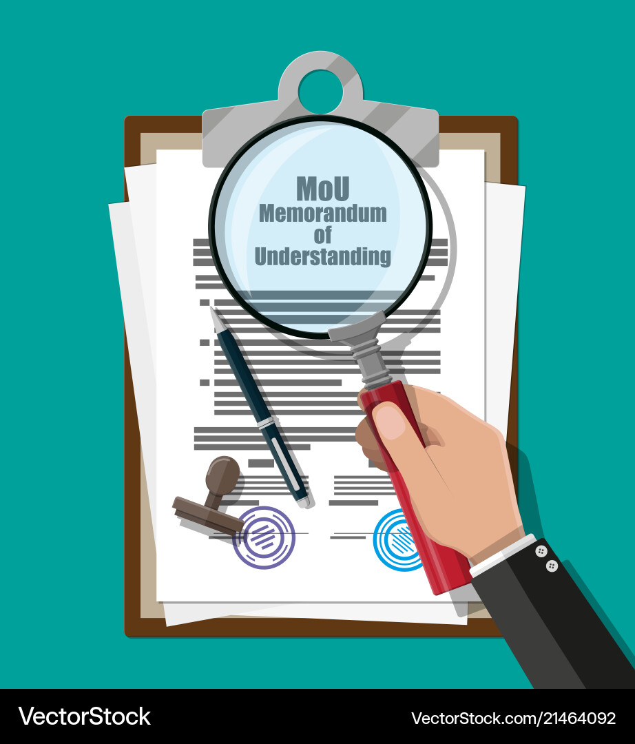Memorandum of understanding document Memorandum of understanding document vector image