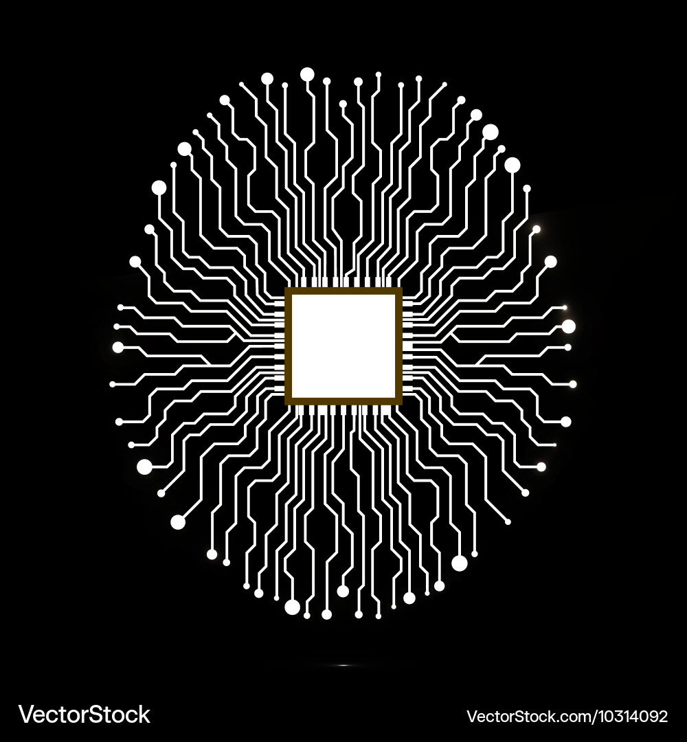 Neon brain cpu circuit board abstract vector image