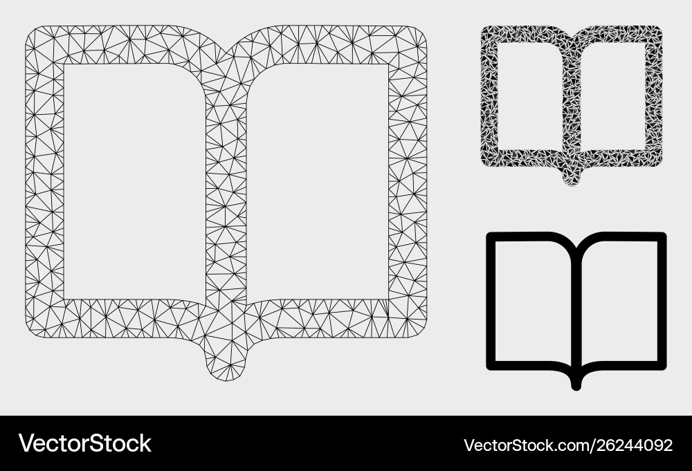 Open book mesh 2d model and triangle mosaic Open book mesh 2d model and triangle mosaic vector image