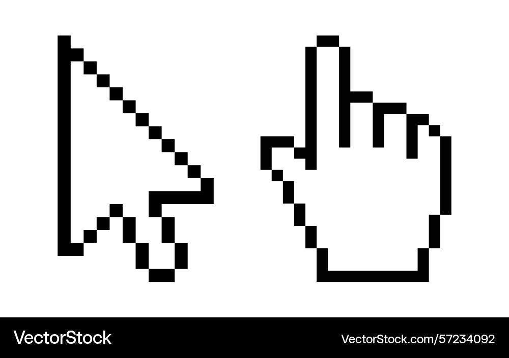 Pixel mouse click cursor icon computer hand Pixel mouse click cursor icon computer hand vector image