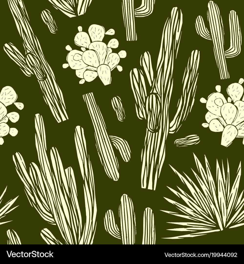 Seamless pattern with the image of cactuses vector image