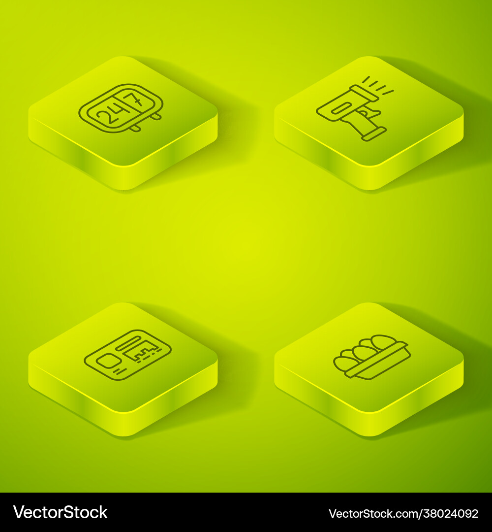 Set isometric line scanner scanning bar code Set isometric line scanner scanning bar code vector image