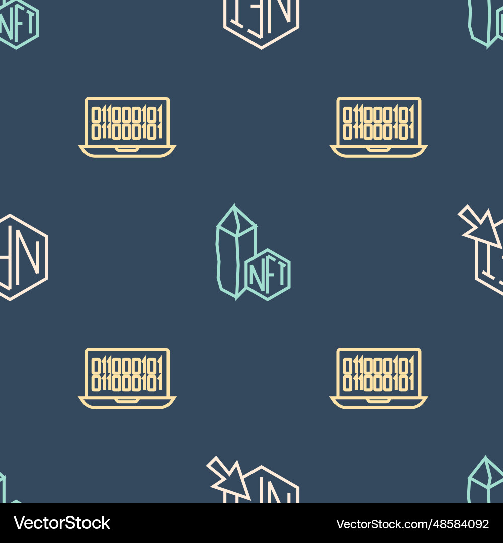 Set line nft digital crypto art binary code Set line nft digital crypto art binary code vector image