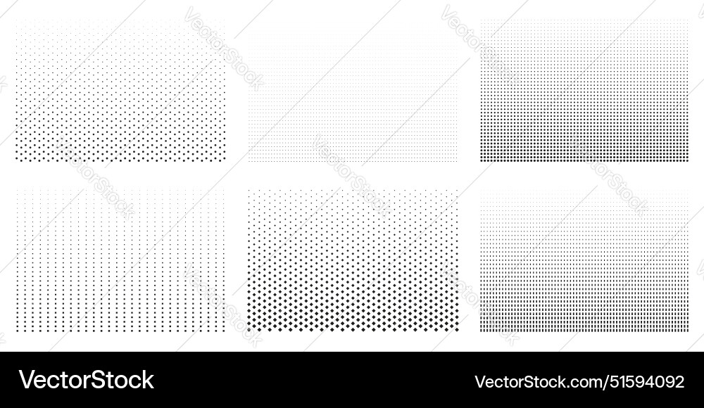 Set of halftone patterns with dot gradients vector image