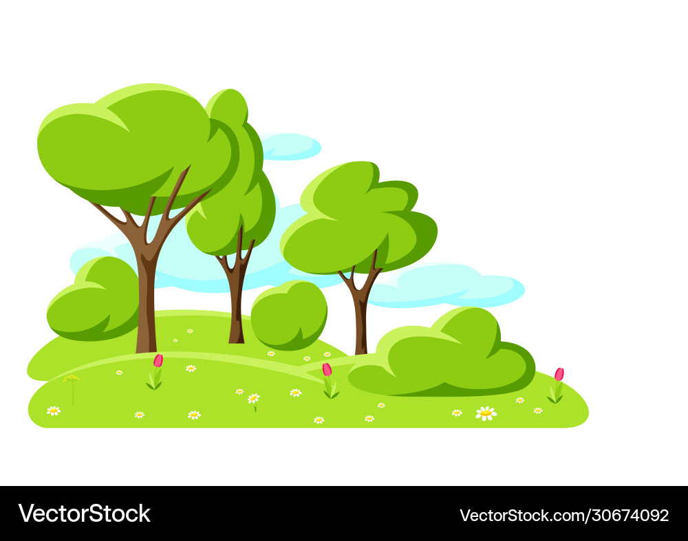 Spring or summer background with stylized trees Spring or summer background with stylized trees vector image