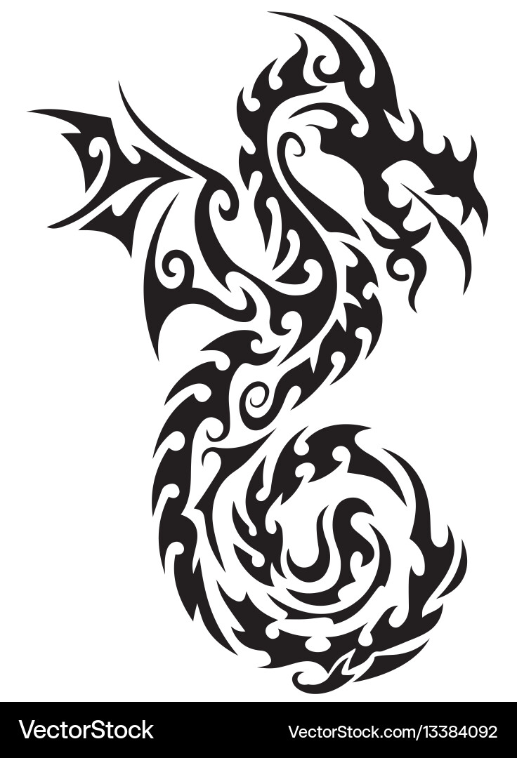 Tribal Dragon Tattoo Vector Image
