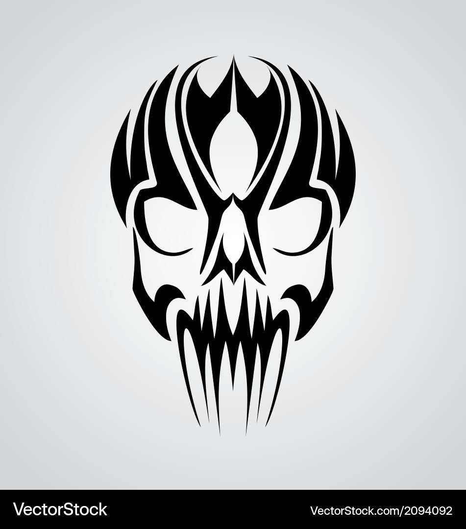 Tribal Skull Tattoo Vector Image