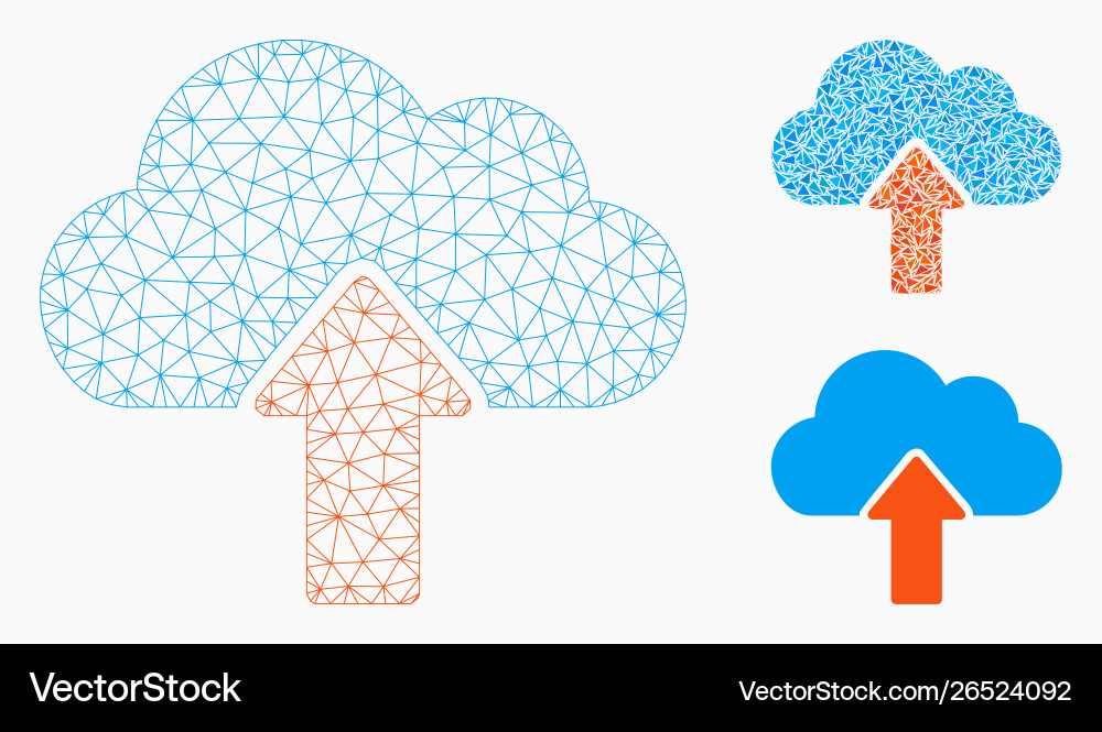 Upload to cloud mesh network model Upload to cloud mesh network model vector image