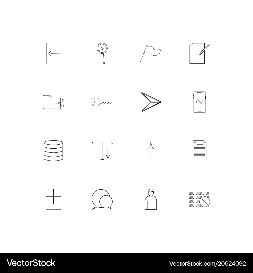 Web and text simple linear icons set outlined vector image